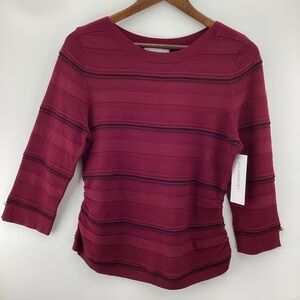 Liz Claiborne Rich Burgundy 3/4 Sleeve Knit Top
